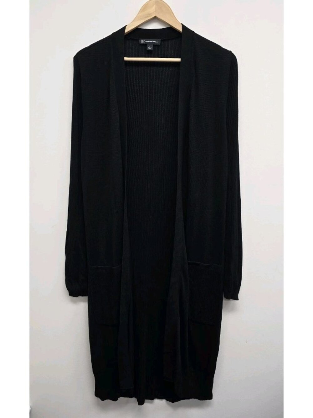 INC International Concepts Longline Open Front Cardigan Sz Large Ribbed Stretch